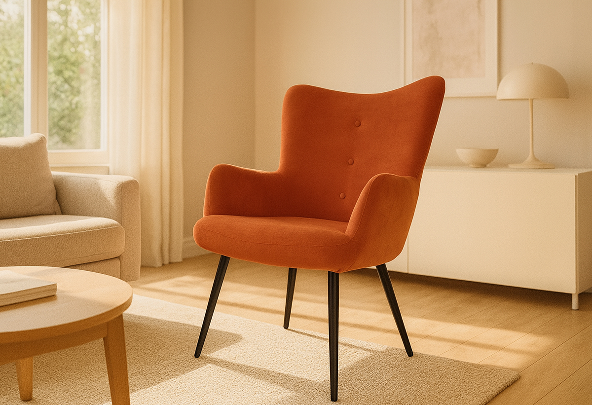 Η πολυθρόνα τοποθετημένη σε ένα σαλόνι.